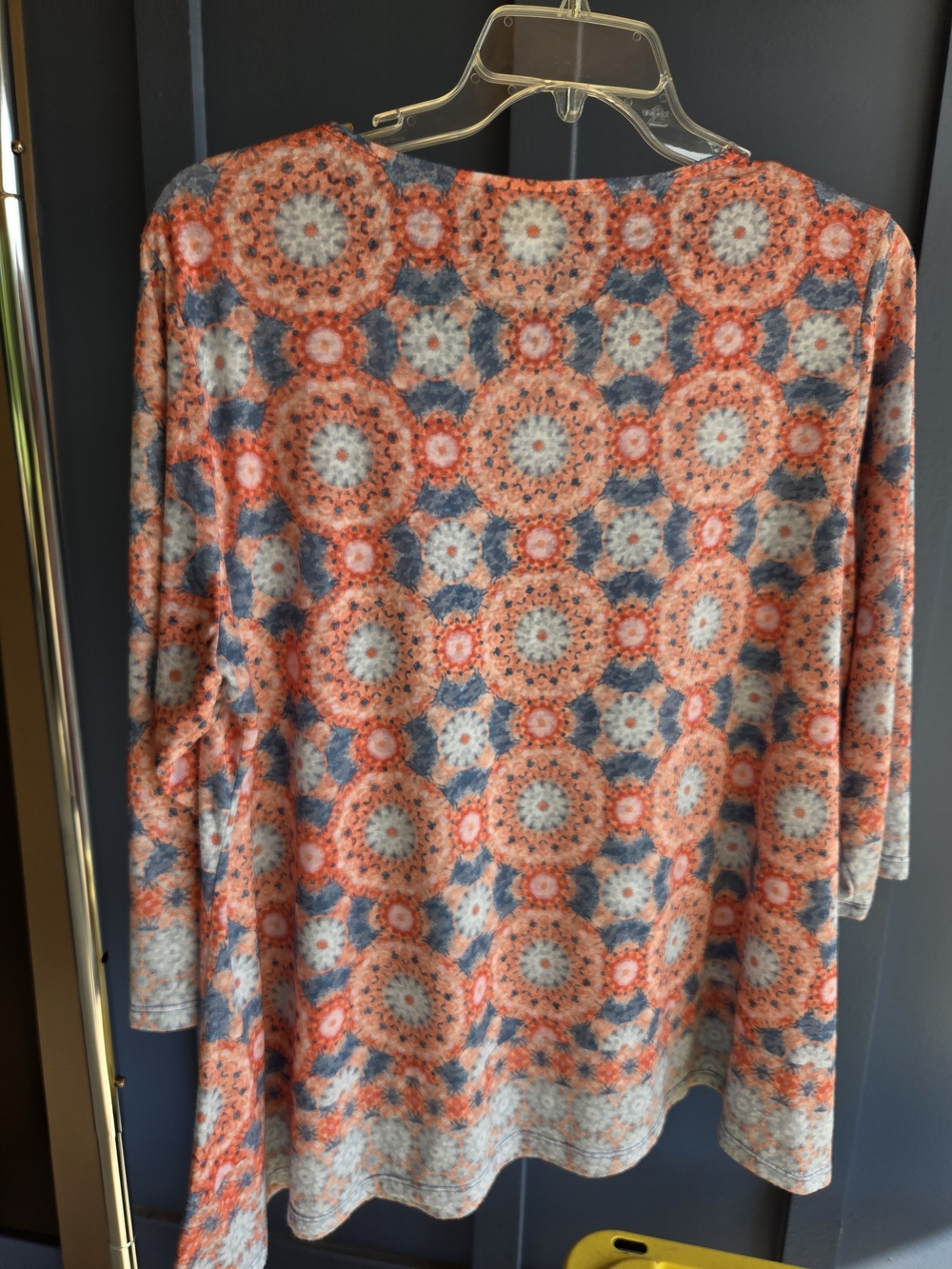 Ruby Rd. Coral and Blue Printed Tunic Top